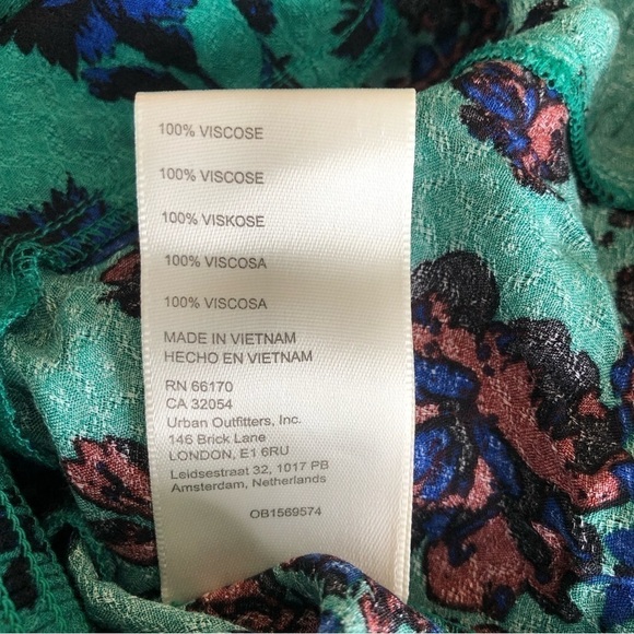 Free People Womens Hilary Printed Long Sleeve Green Floral Top Medium - Picture 13 of 13